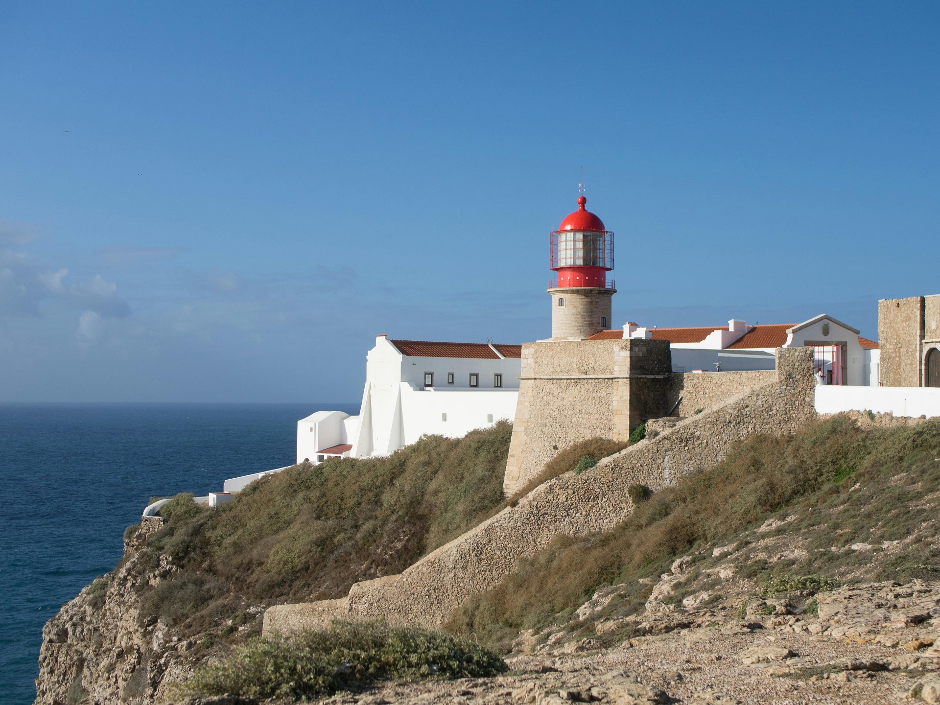 Lagos historic old town walls, marina and Forte da Ponta da Bandeira
